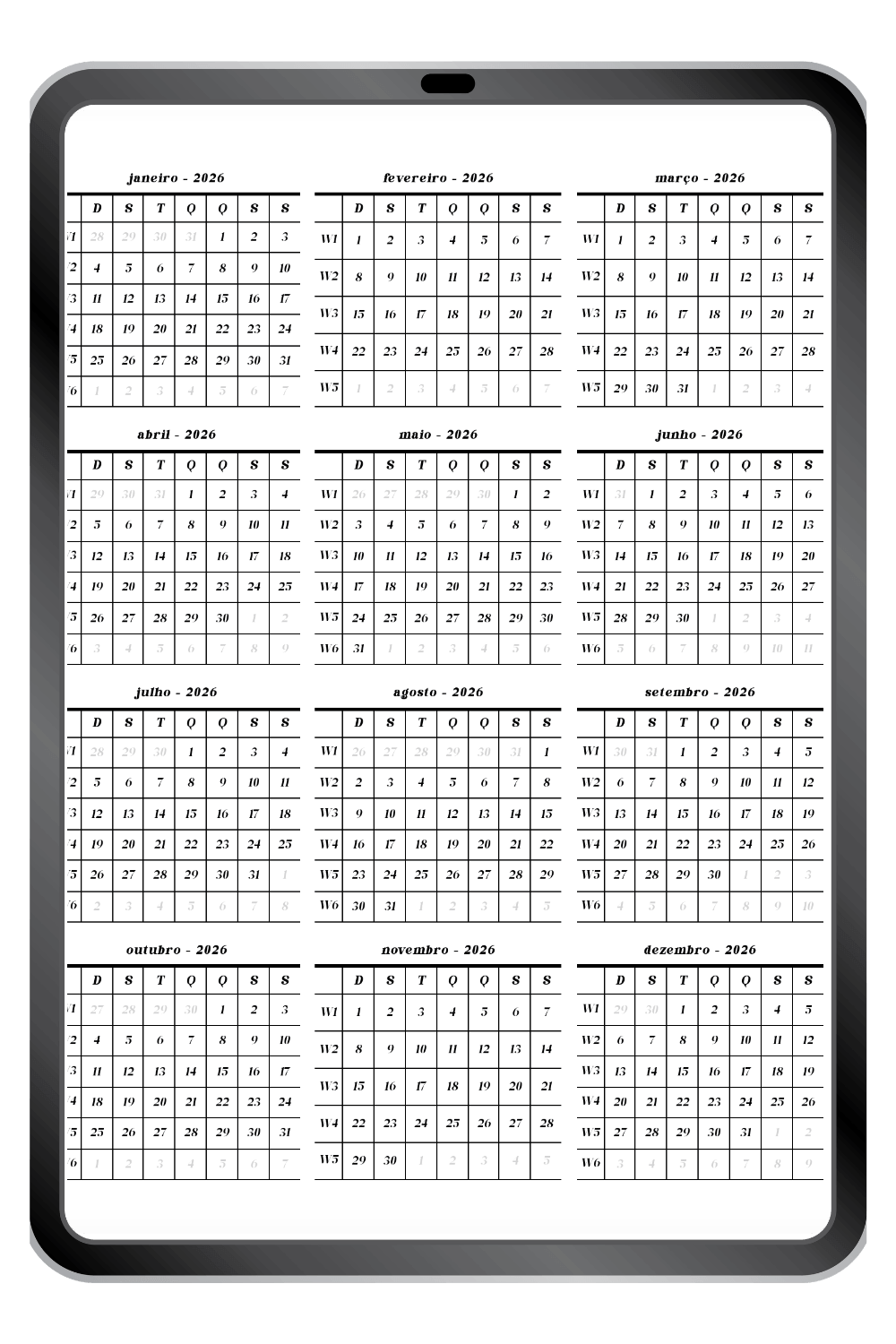 Planner Calendário c